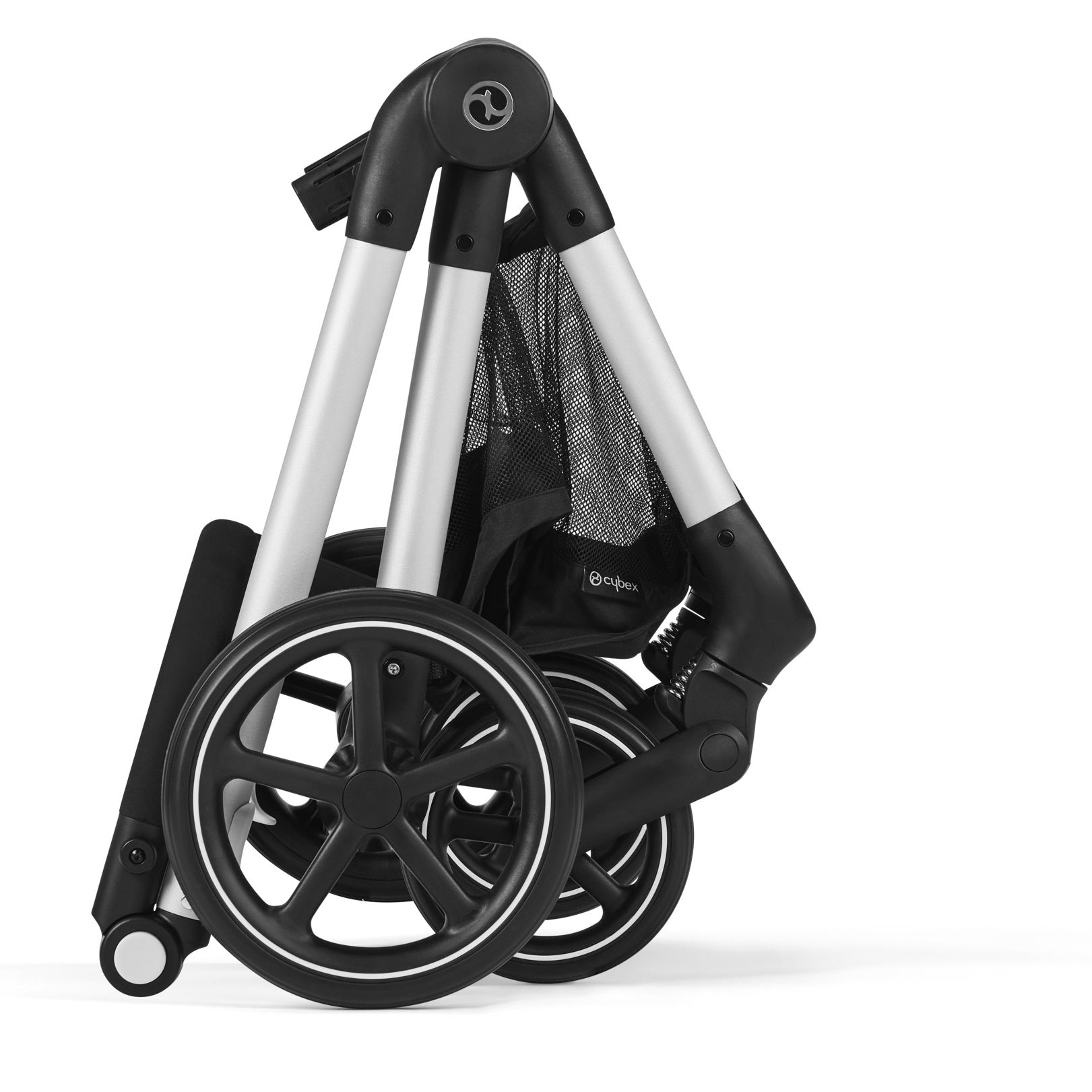 Cybex EOS 5-in-1 Travel System Stroller + Lightweight Aton G Swivel with SensorSafe - Silver / Moon Black