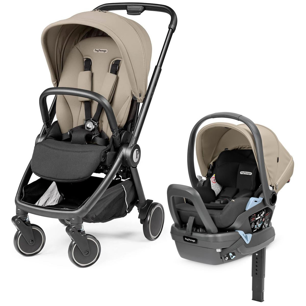 Peg Perego City Loop Stroller + Primo Viaggio Lounge Travel System Bundle - Black / Vanilla Blend / Vanilla Blend
