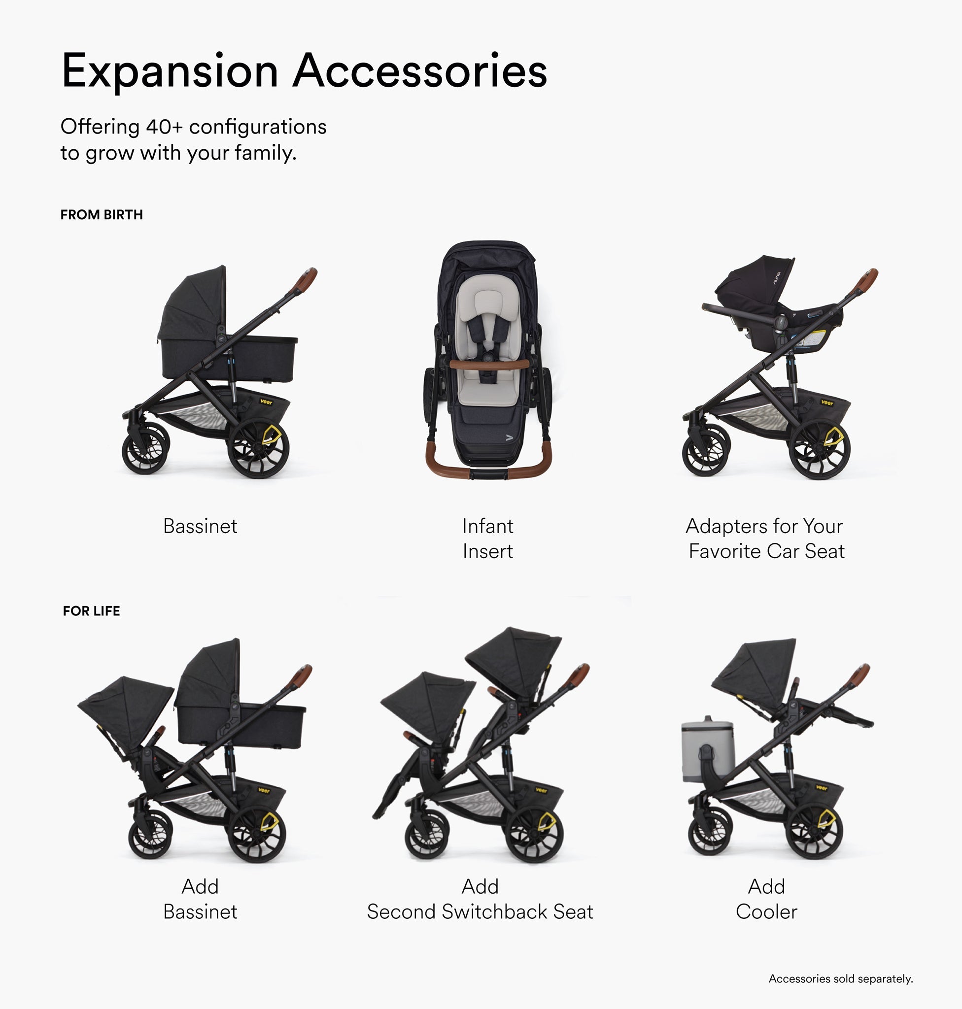 Veer Switch&Roll Luxe Single-to-Double Stroller Bundle with Leather Kit - Green Jasper
