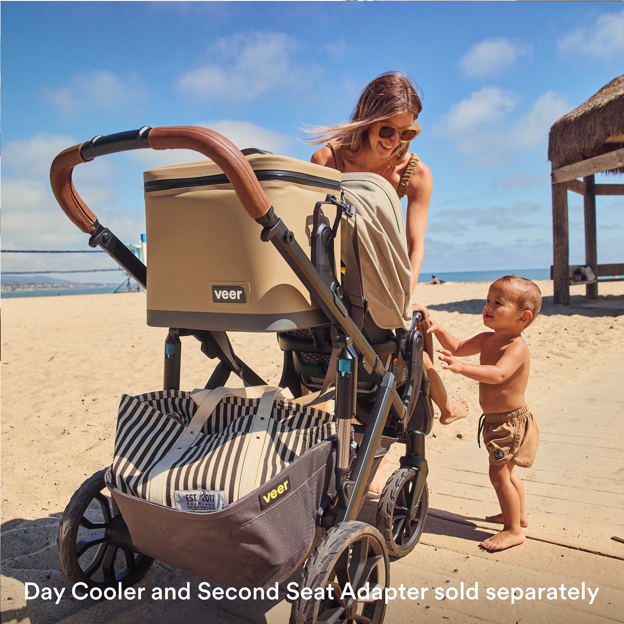 Veer Switch&Roll Luxe Single-to-Double Stroller Bundle with Leather Kit - Green Jasper