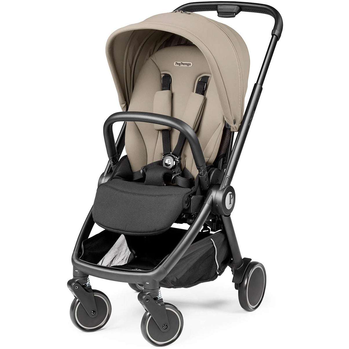 Peg Perego City Loop Double Stroller + Primo Viaggio Lounge Travel System Bundle - Black / True Black / True Black