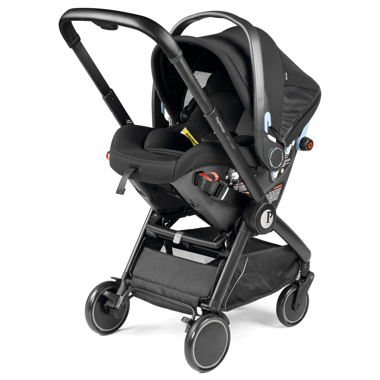 Peg Perego City Loop Stroller + Primo Viaggio Urban Mobility Travel System Bundle - Black / True Black / True Black