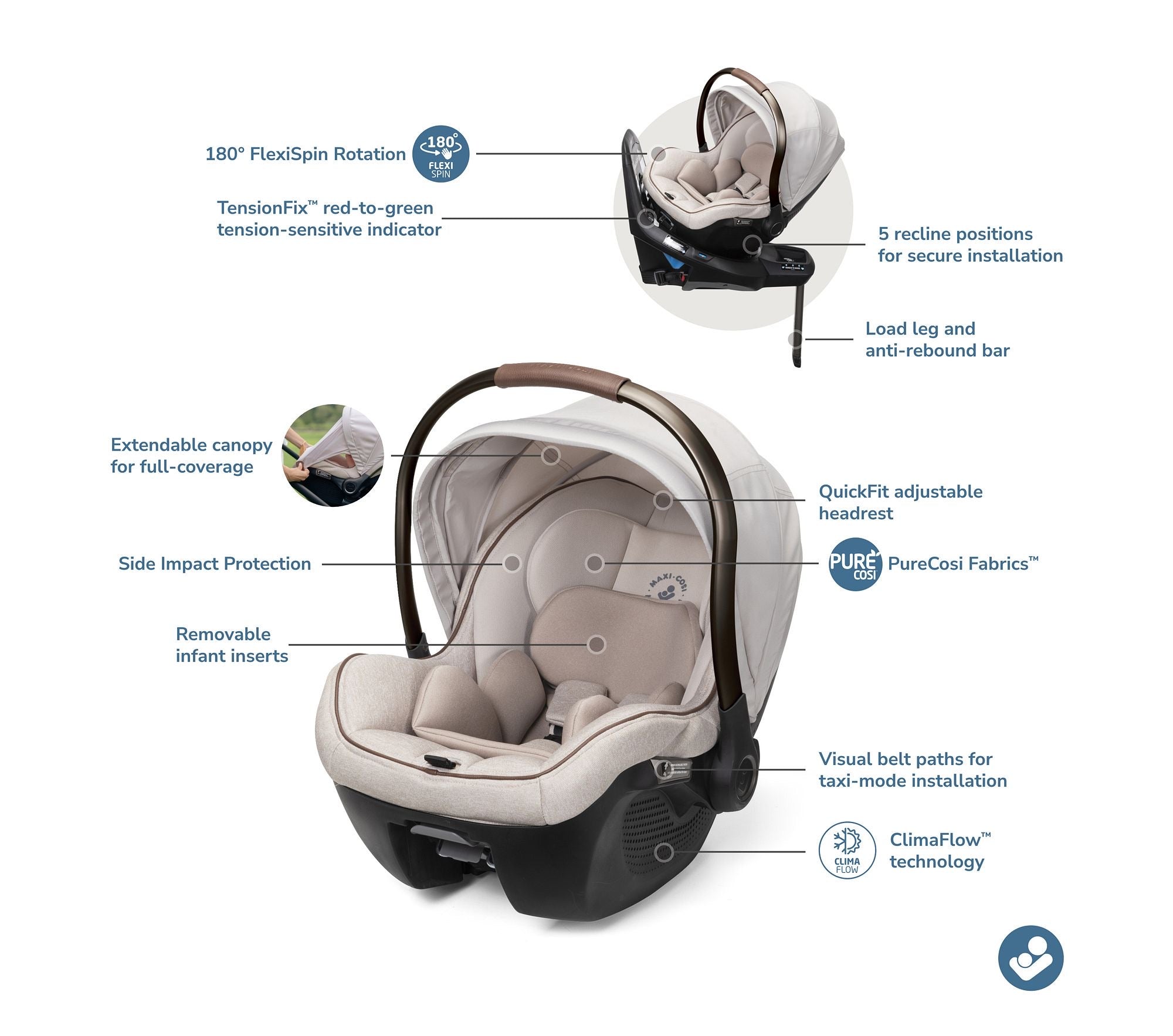 Maxi-Cosi Tayla Max + Peri 180 Rotating Infant Car Seat Travel System Bundle - Desert Wonder