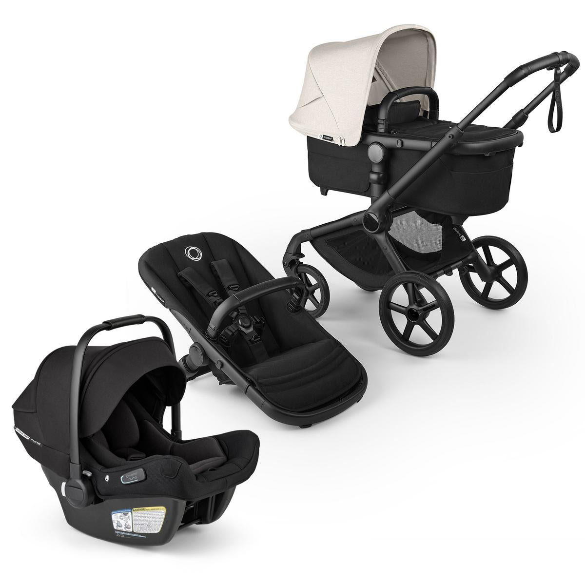 Bugaboo Fox 5 Renew + Turtle Air Shield Travel System Bundle - Black / Heritage Black / Misty White
