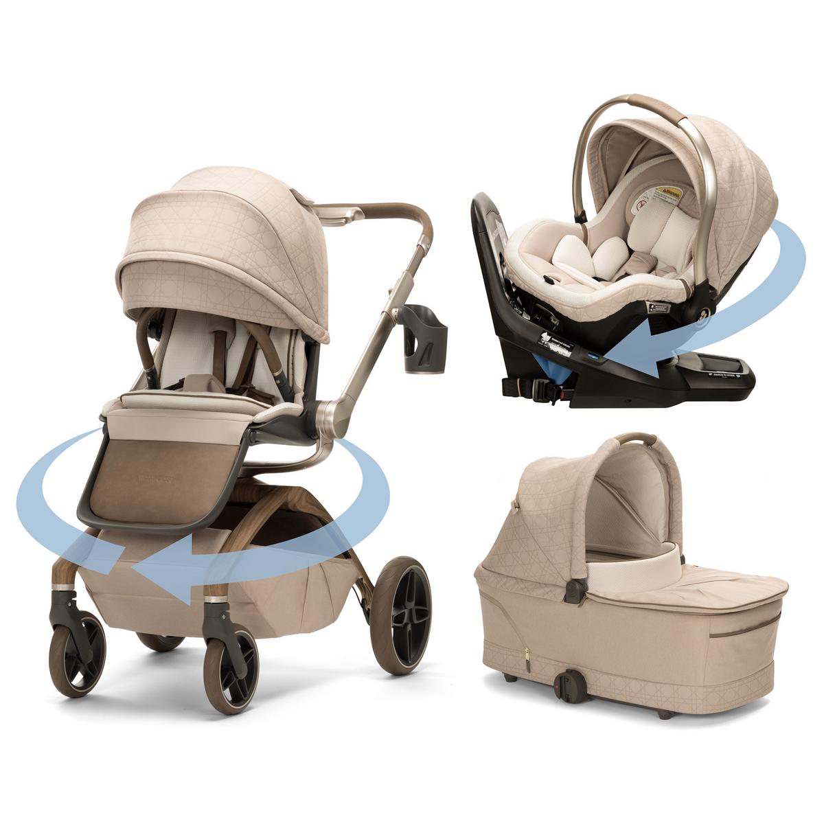 Maxi-Cosi Tana 360 + Peri 180 Rotating Infant Car Seat Travel System + Bassinet Bundle - Natural Heritage