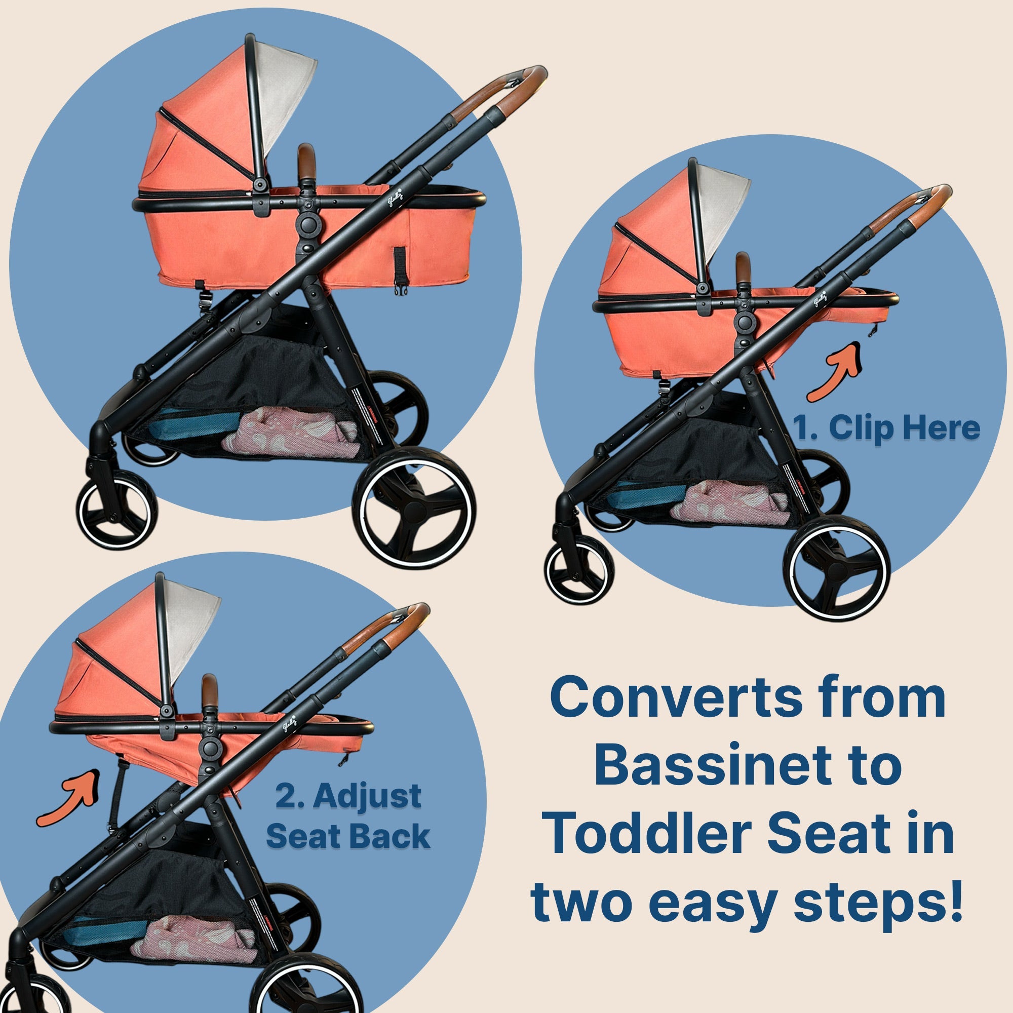 Gladly Family Piper Single-to-Double Stroller - Sedona