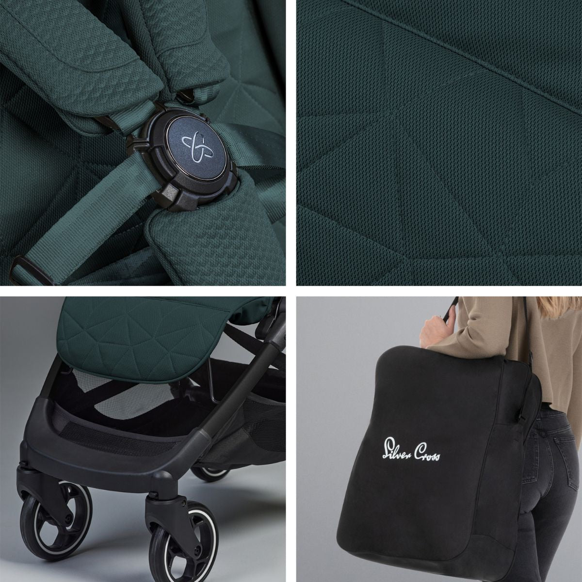 Silver Cross Clic Compact Stroller + Nuna PIPA RX Travel System Bundle - Conifer / Caviar
