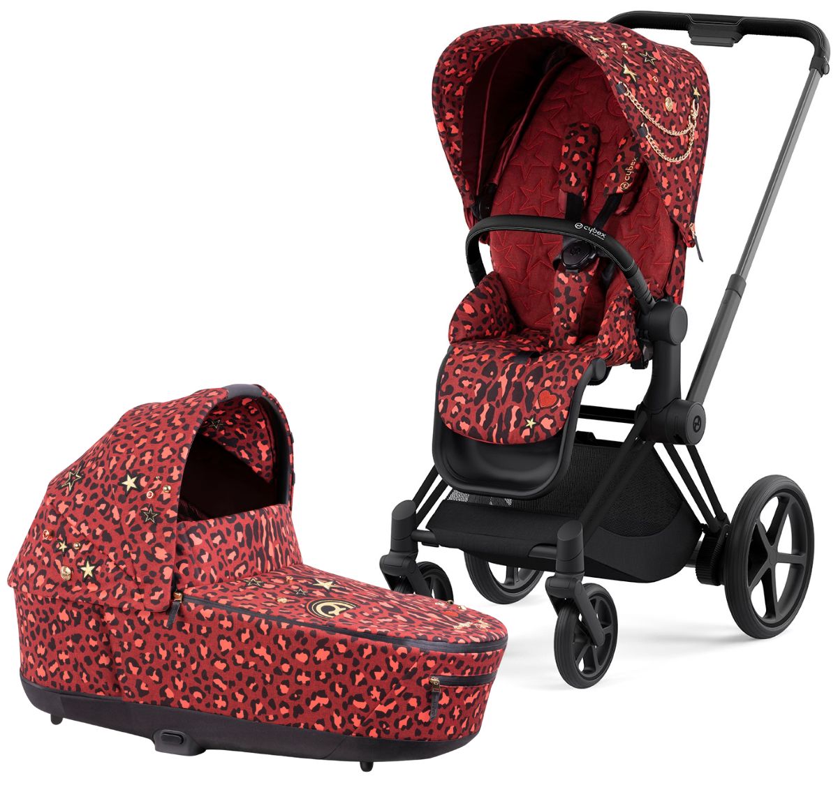 Cybex ePriam 2 Electronic Assist Complete Stroller with Lux Bassinet Bundle - Rockstar by Alec Voelkel