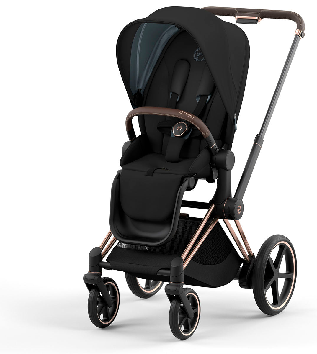Cybex ePriam 2 Electronic Assist Stroller (One Box) - Rose Gold / Brown / Deep Black