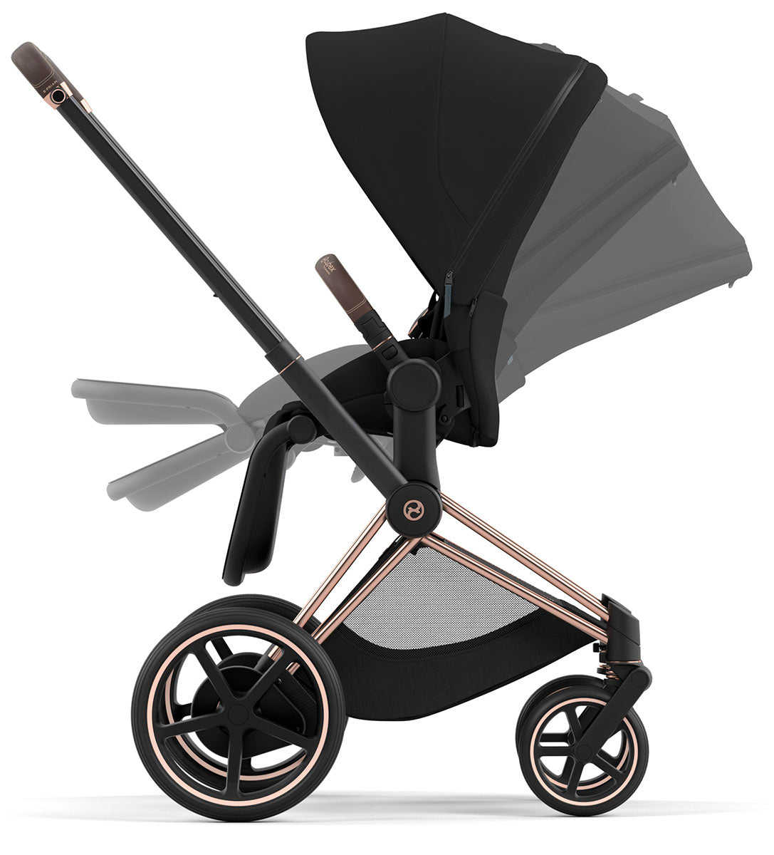 Cybex ePriam 2 Electronic Assist Stroller (One Box) - Rose Gold / Brown / Deep Black