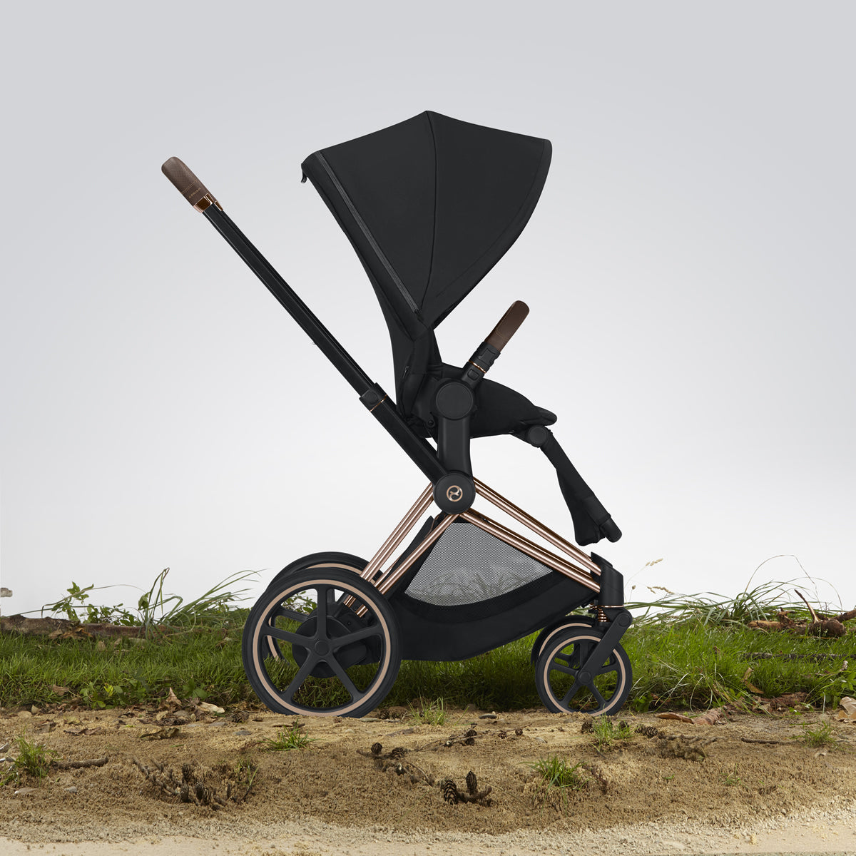 Cybex ePriam Electronic Assist Stroller - Rose Gold/Manhattan Grey