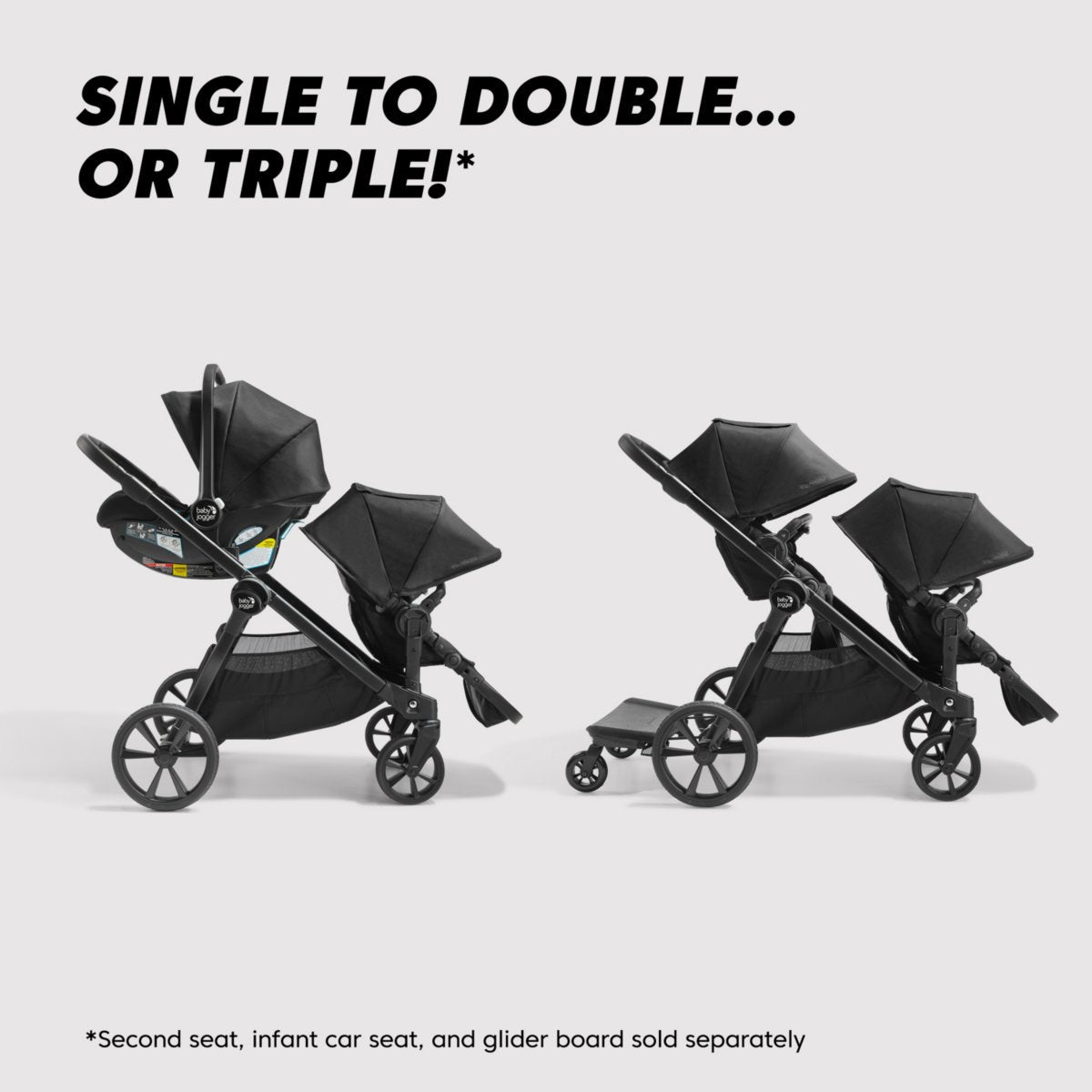 Baby Jogger City Select 2 Single-to-Double Stroller - Eco Collection - Frosted Ivory