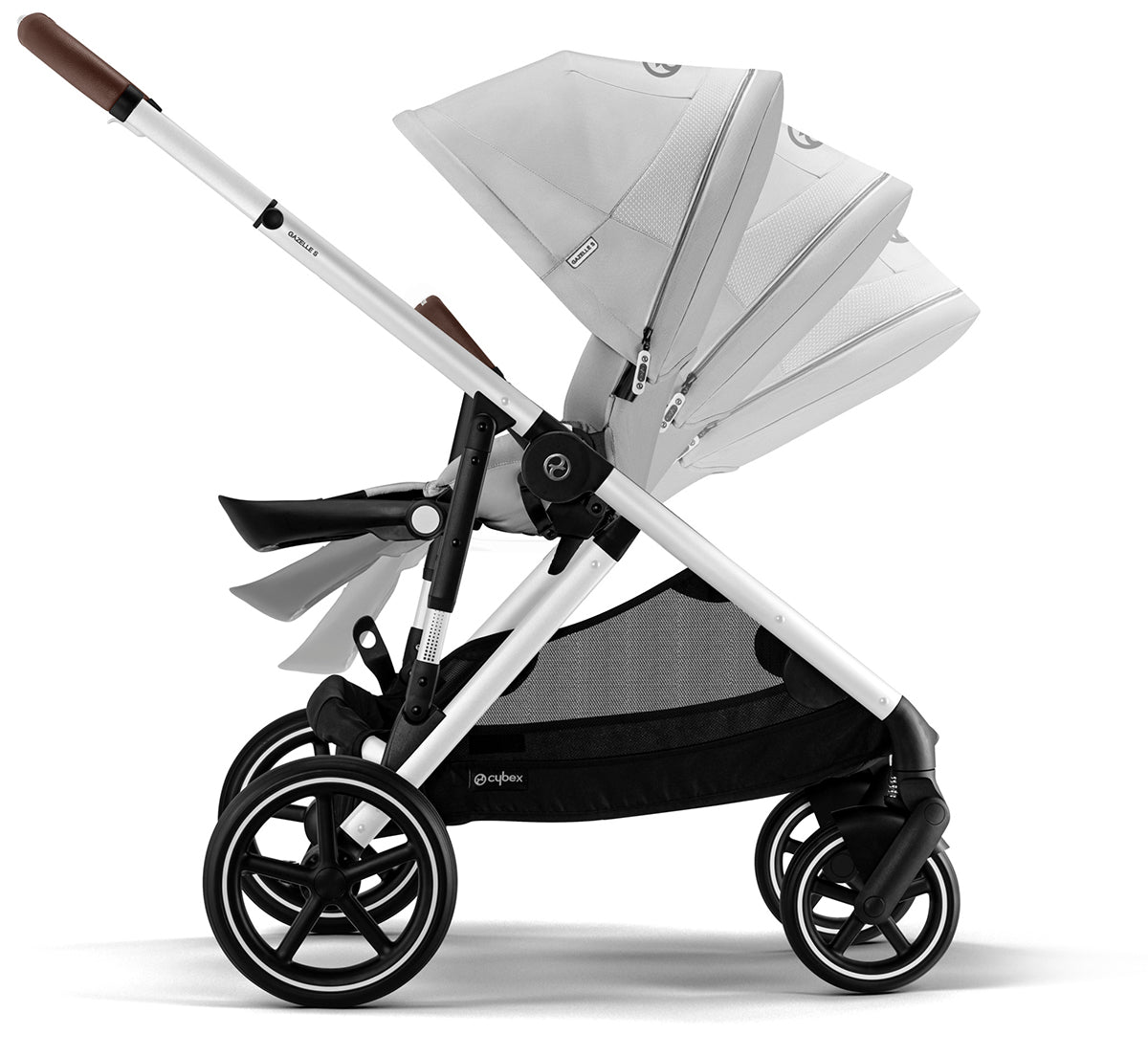 Cybex Gazelle S Single-to-Double Stroller - Silver Frame / Lava Grey