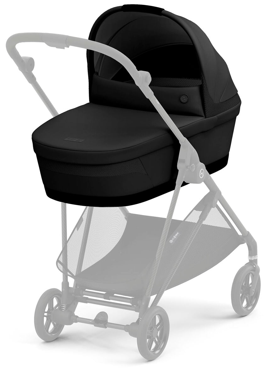 Cybex Melio Carbon 3 Compact Stroller + Melio Cot 3 Bundle - Moon Black
