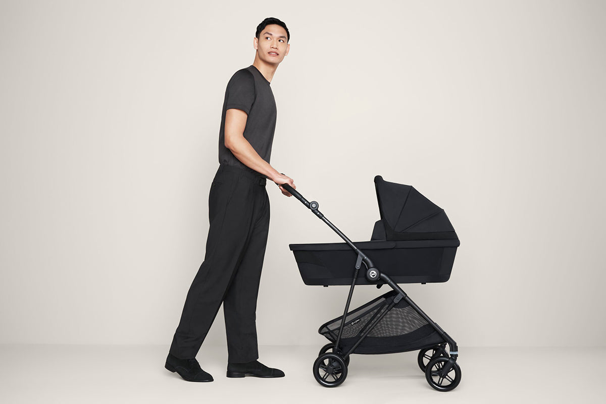 Cybex Melio Carbon 3 Compact Stroller + Melio Cot 3 Bundle - Moon Black