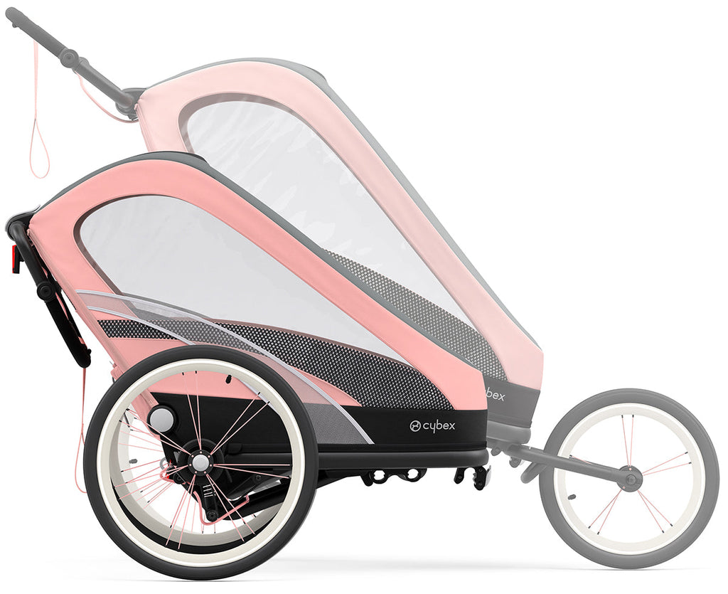 Cybex Zeno Multisport Trailer Bundle - Black/Pink Frame + Silver Pink Seat Pack