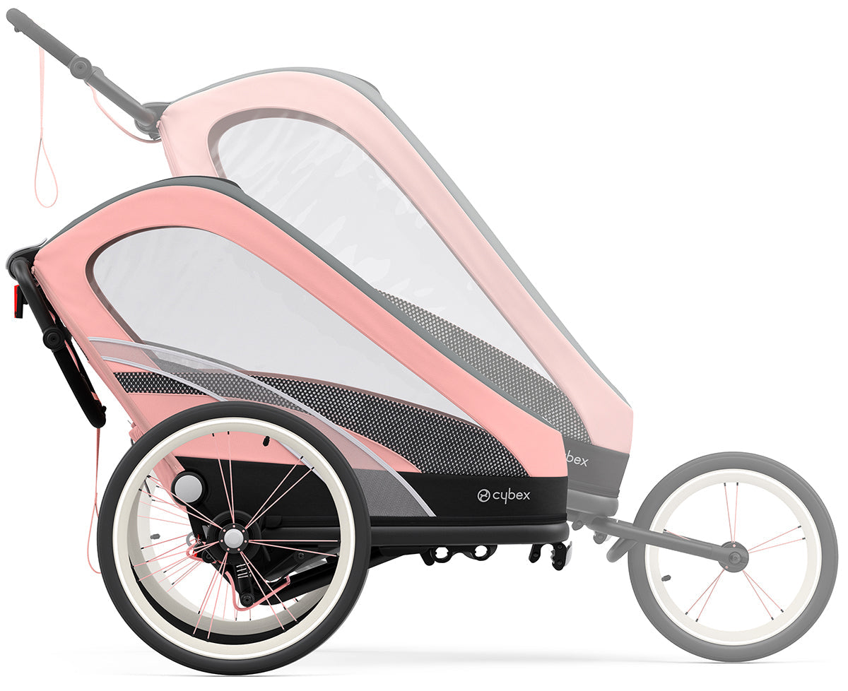 Cybex Zeno Multisport Trailer Bundle - Black/Pink Frame + Silver Pink Seat Pack