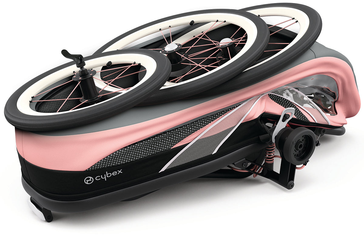 Cybex Zeno Multisport Trailer Bundle - Black/Pink Frame + Silver Pink Seat Pack