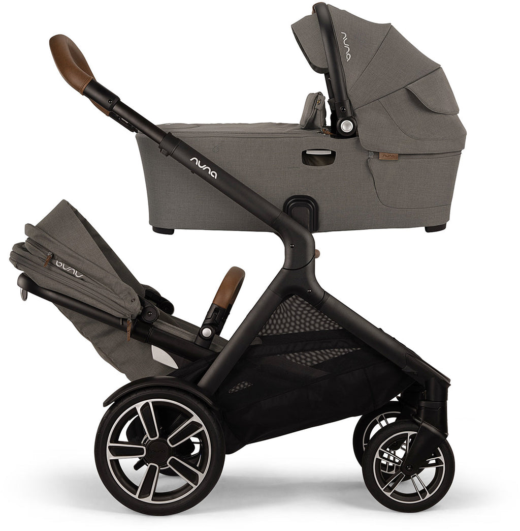 Nuna DEMI Next Stroller with Rider Board + DEMI Next Bassinet with Stand Bundle - Granite