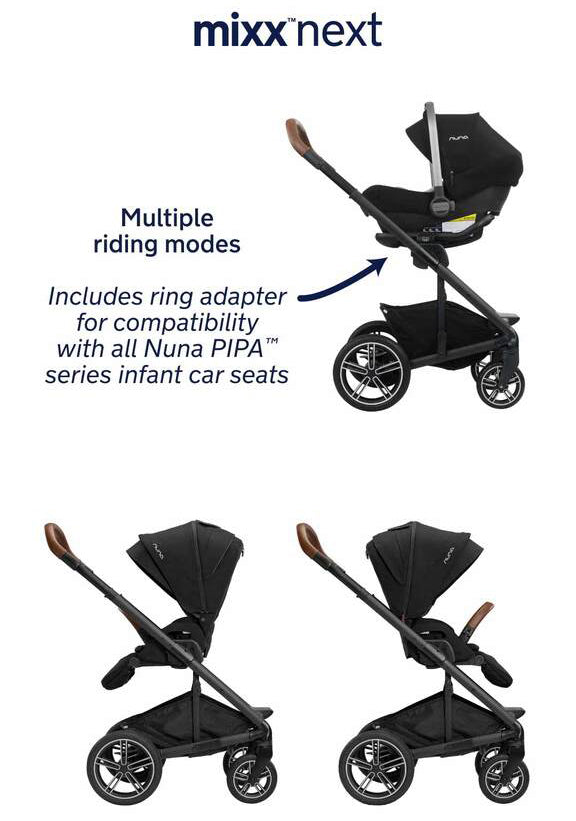Nuna MIXX Next with Magnetic Buckle + PIPA Aire RX Travel System (One Box) - Caviar