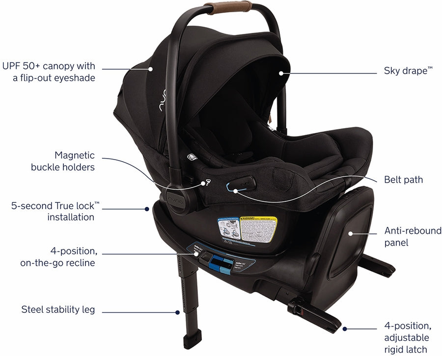 Nuna MIXX Next with Magnetic Buckle + PIPA Aire RX Travel System (One Box) - Caviar