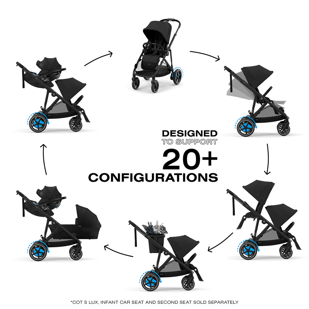 Cybex eGazelle S Electronic Assist Stroller - Black Frame / Moon Black