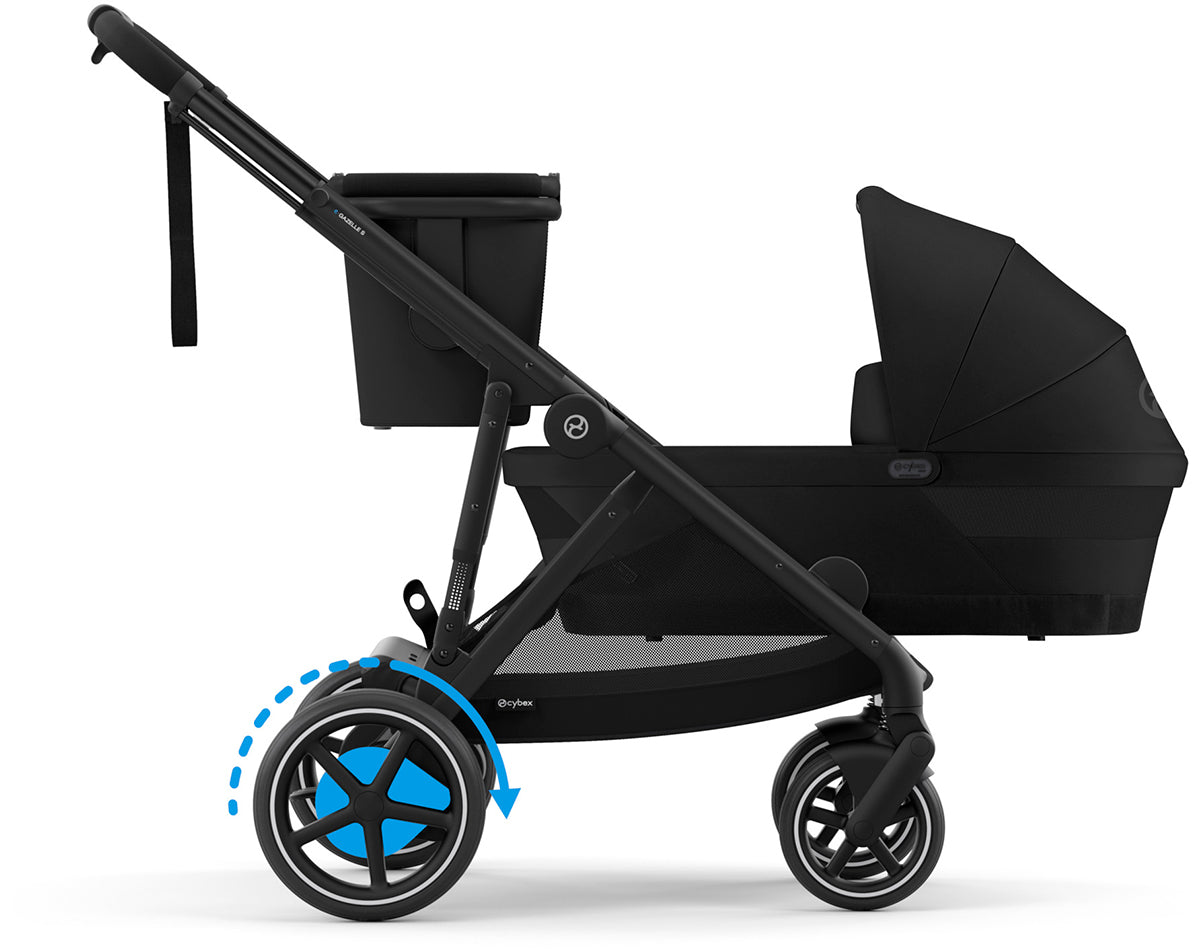 Cybex eGazelle S Electronic Assist Stroller + Gazelle S 2 Cot Bundle - Black Frame / Moon Black