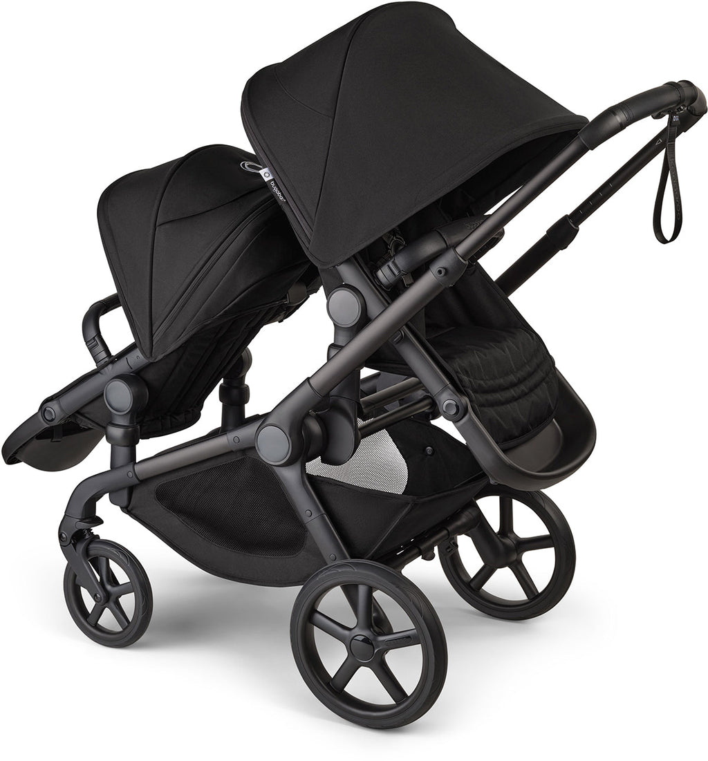 Bugaboo Kangaroo Double Stroller + Turtle Air Shield By Nuna Travel System Bundle - Black / Midnight Black / Midnight Black / Black
