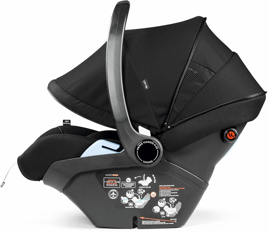Peg Perego City Loop Chassis + Primo Viaggio Lounge Infant Car Seat Bundle - Black / True Black