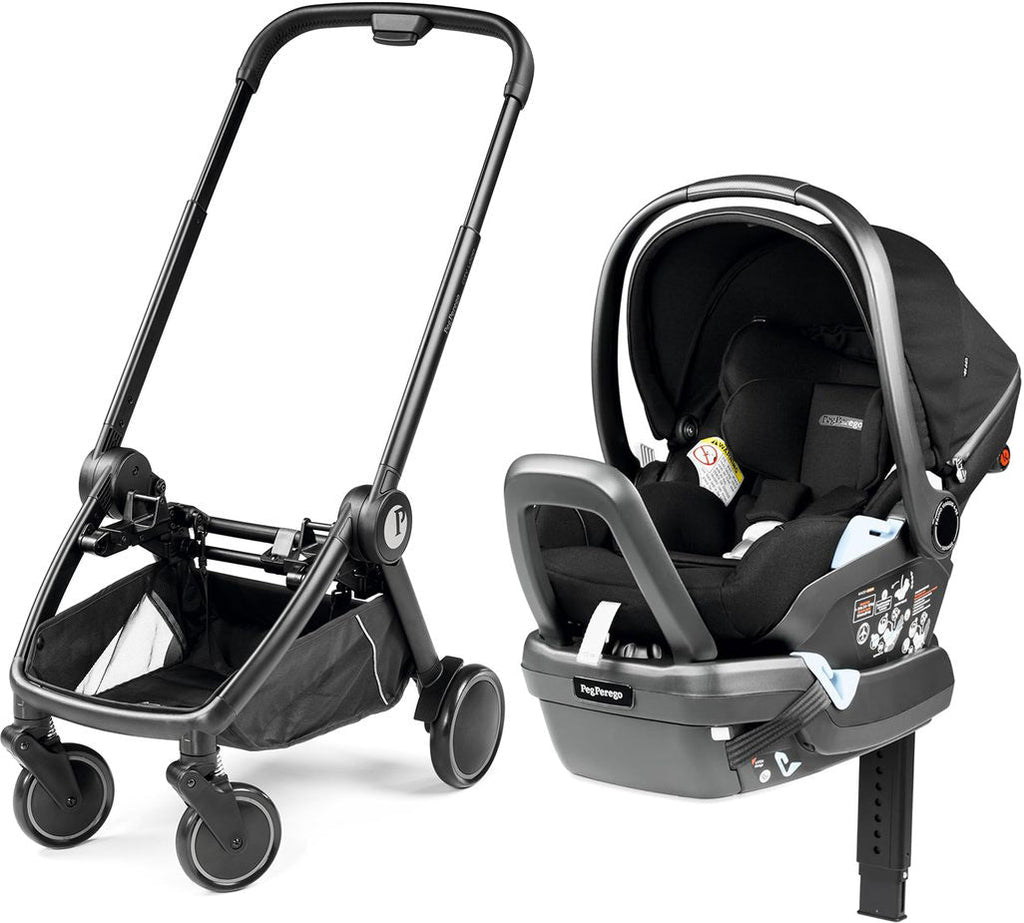 Peg Perego City Loop Chassis + Primo Viaggio Lounge Infant Car Seat Bundle - Black / True Black