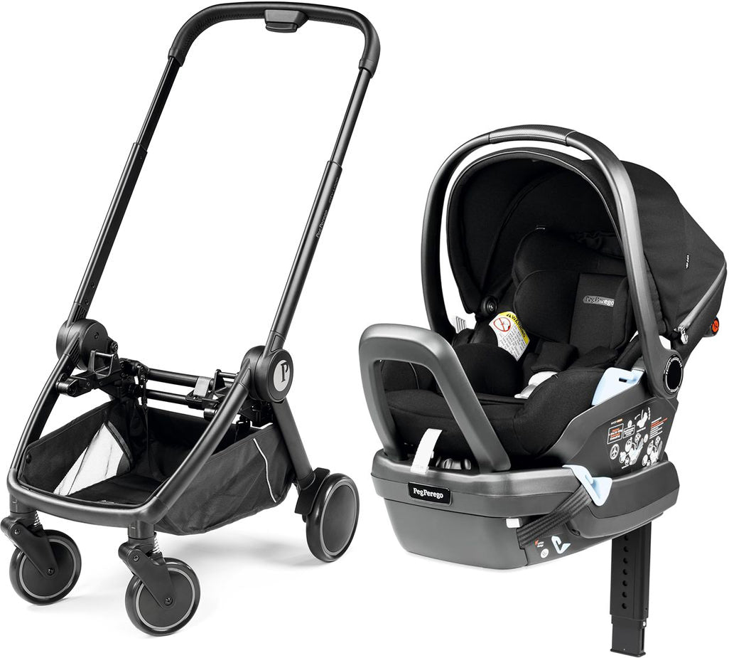 Peg Perego City Loop Chassis + Primo Viaggio Lounge Infant Car Seat Bundle - Black / True Black