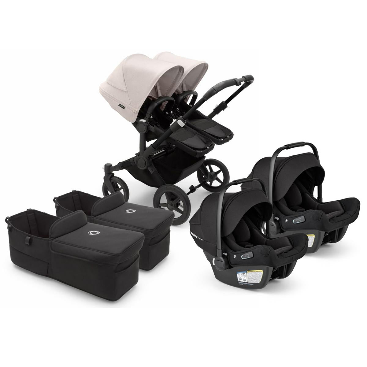 Bugaboo Donkey 5 + Turtle Air Shield Twin Travel System Bundle - Black / Midnight Black / Misty White / Black