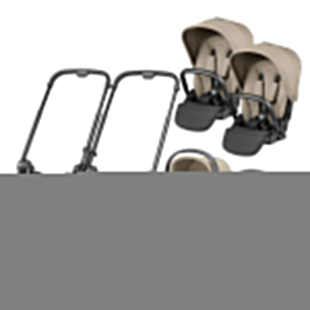 Peg Perego City Loop Twin Stroller + Primo Viaggio Lounge Travel System Bundle - Black / Vanilla Blend / Vanilla Blend